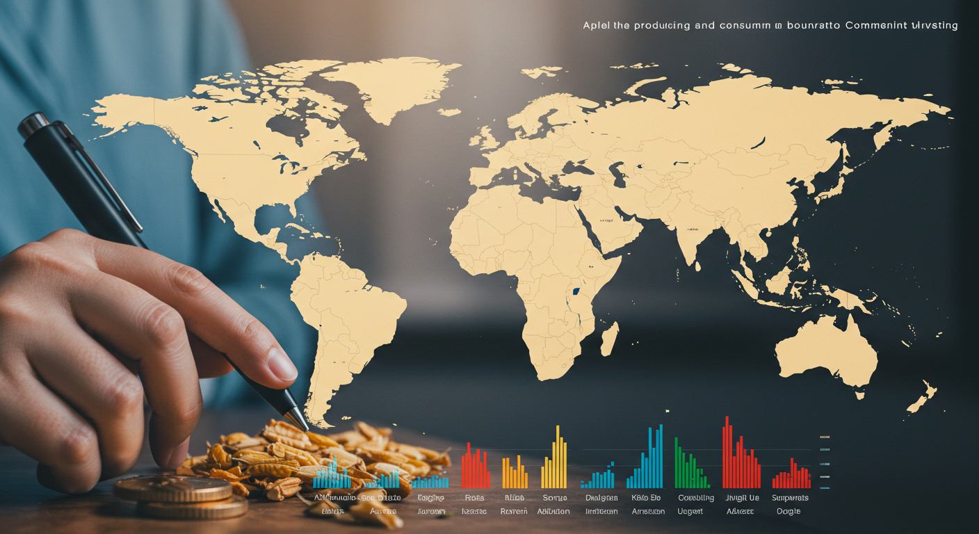 コモディティ商品の主要生産国のイメージ